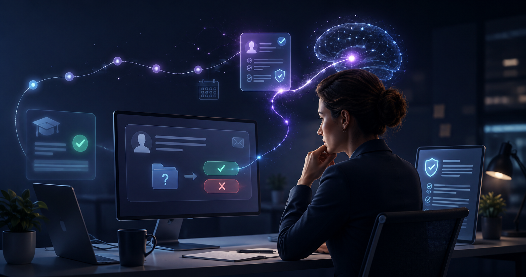 An employee recalling compliance guidance and checking the current policy during a workplace decision